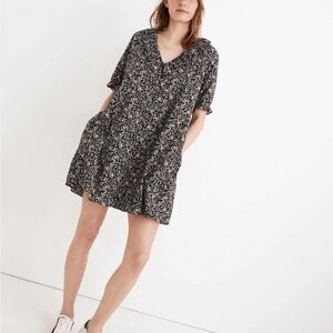 Madewell Ruffle Button-Front Trapeze Dress in Folkmagic Floral
